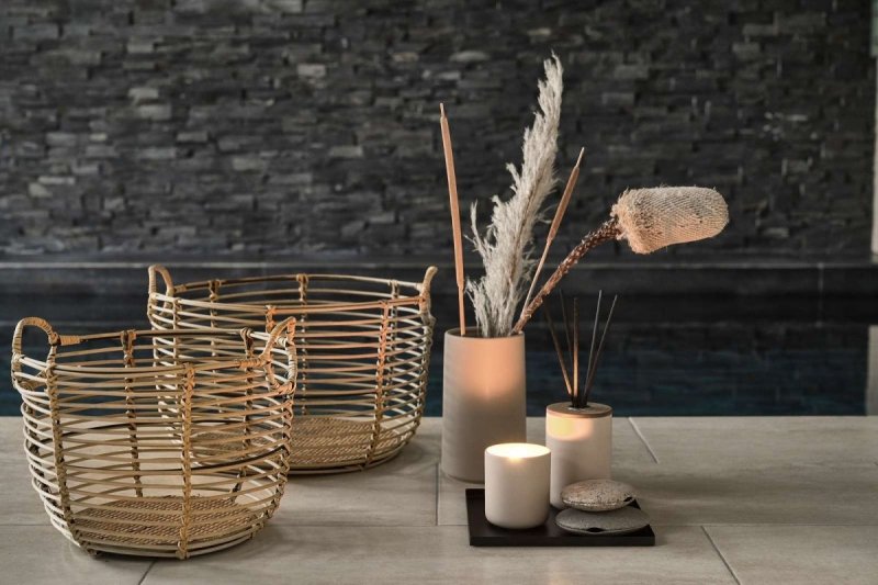 Villa Collection SCANDI Kosz do Przchowywania - Zestaw 2 Dużych Koszy Bambusowych