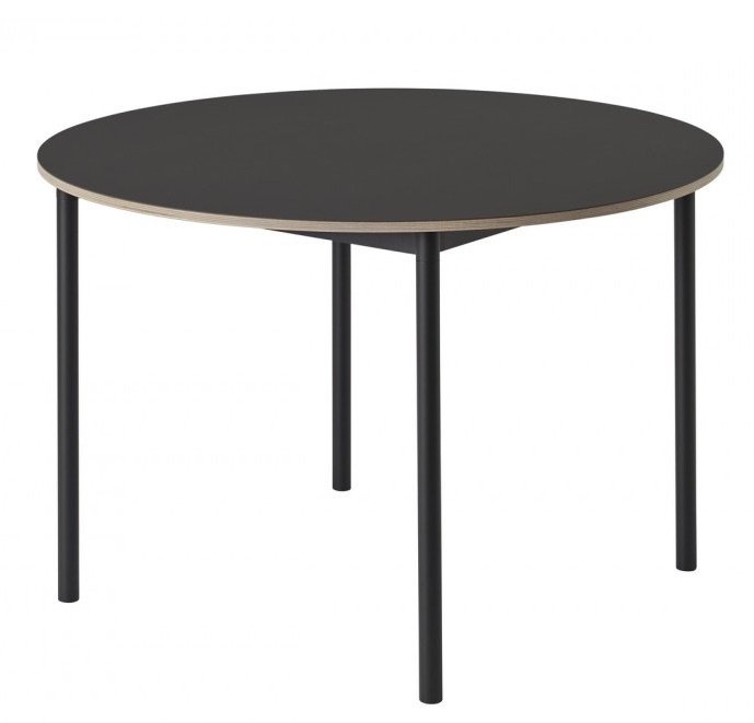 Muuto BASE Stół Okrągły 110 cm Czarny - Blat Linoleum