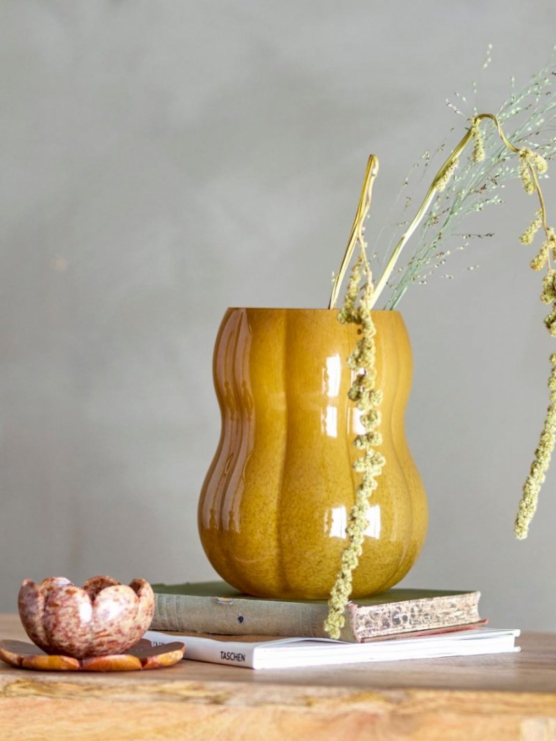 Bloomingville PUMPKIN Szklany Wazon do Kwiatów Dynia / Brązowy