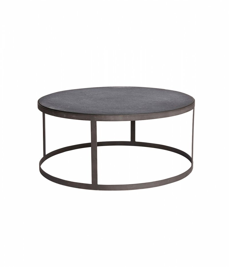Muubs LOW Okrągły Stolik Kawowy z Kamiennym Blatem 82 cm / Czarny
