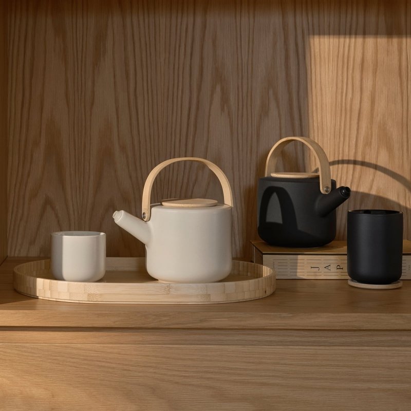 Stelton THEO Kubek z Podstawką Bambusową 250 ml / Piaskowy