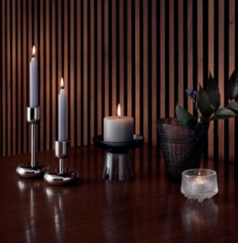 Iittala NAPPULA Świecznik Niski / Srebrny