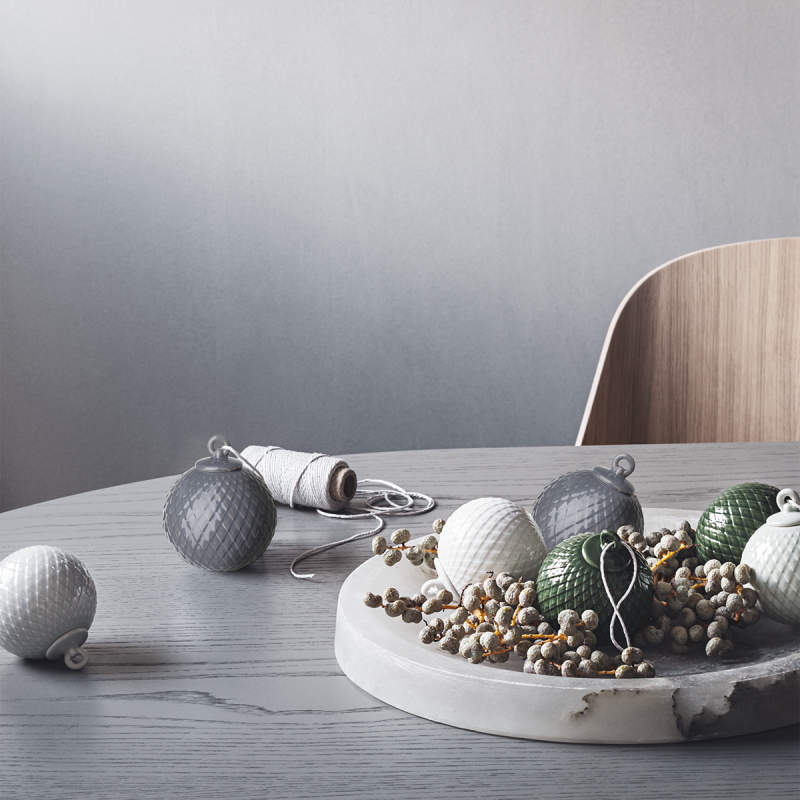Lyngby Porcelain RHOMBE Bombka Porcelanowa 5 cm Biała 2 Szt.