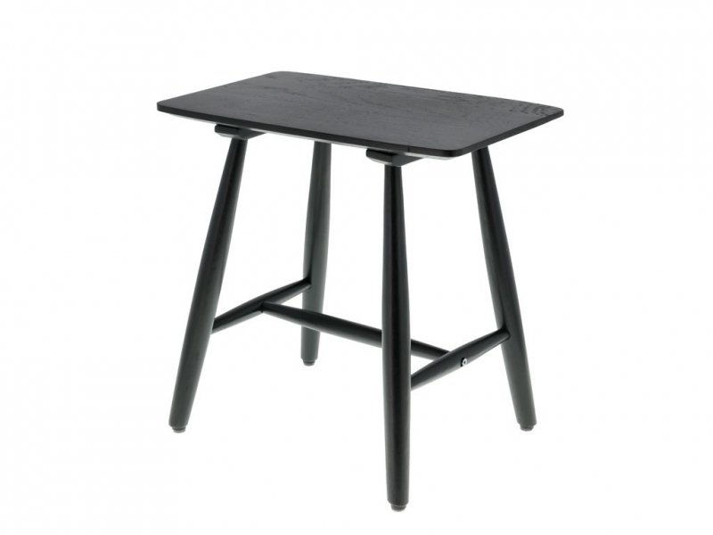 Villa Collection BAST Taboret - Stołek z Dębowy 45 cm Czarny