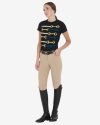 Equestro Women's slim fit grip breeches with logo incense