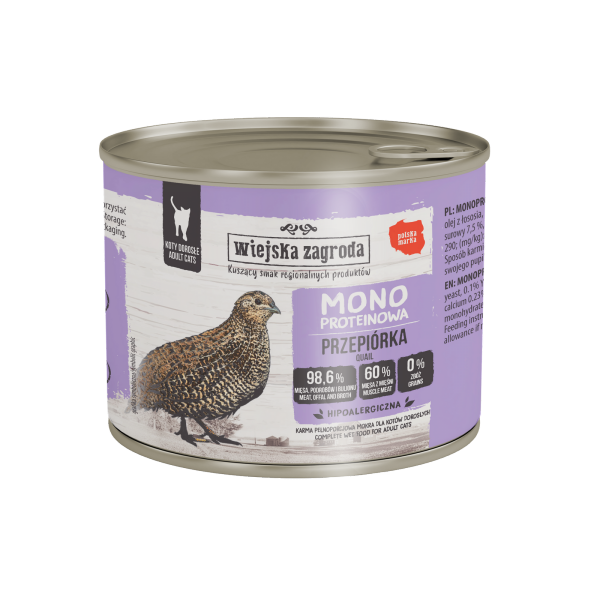 Karma mokra dla kota Wiejska Zagroda Przepiórka monoproteinowa 200 g