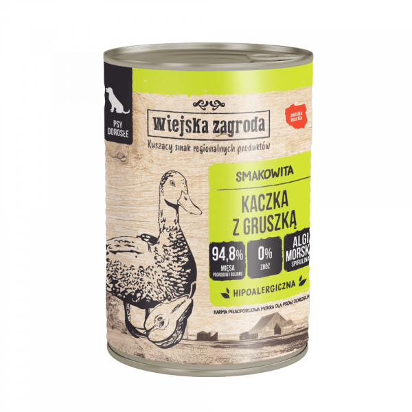 Karma mokra dla psa Wiejska Zagroda Kaczka z gruszką 400 g