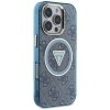 Guess IML Metal Glitter 4G Circle Triangle MagSafe - Etui do iPhone 16 Pro Max (niebieski)