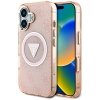 Guess IML Metal Glitter 4G Circle Triangle MagSafe - Etui do iPhone 16 (różowy)