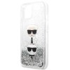Karl Lagerfeld Liquid Glitter Karl & Choupette Head - Etui iPhone 13 mini (srebrny)