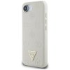 Guess Grained Hot Stamp Peony Triangle Logo MagSafe - Etui do iPhone 16e (beżowy)