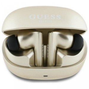 Guess Capsule Printed Logo - Słuchawki Bluetooth TWS ANC & ENC + etui ładujące (złoty)