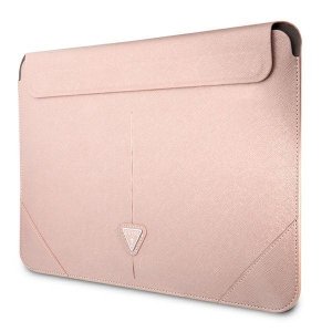 Guess Saffiano Triangle Logo Sleeve - Etui na notebooka 16 (różowy)
