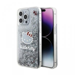 Hello Kitty Liquid Glitter Charms Kitty Head - Etui iPhone 15 Pro Max (srebrny)