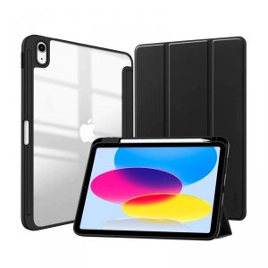 Crong PrimeFolio – Etui iPad 11 (2025) / iPad 10.9” (2022) z podstawką i schowkiem na Apple Pencil (czarny/przezroczysty)