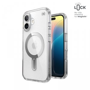 Speck Presidio Perfect-Clear ClickLock & MagSafe - Etui iPhone 16 (Clear / Chrome Finish / Serene Silver)
