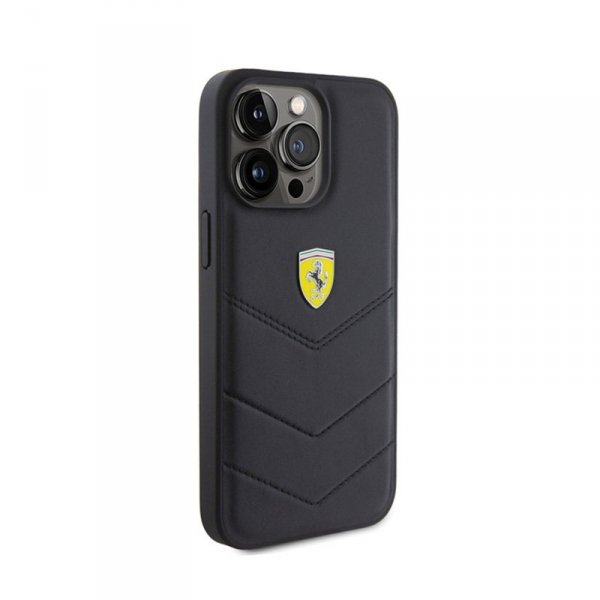 Ferrari Quilted Metal Logo - Etui iPhone 15 Pro Max (czarny)