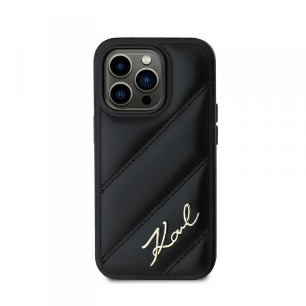 Karl Lagerfeld Diagonal Quilted Script - Etui iPhone 14 Pro Max (czarny)
