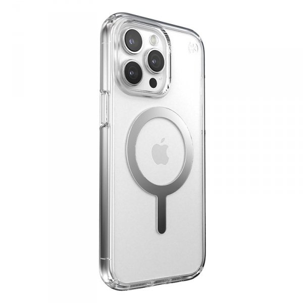Speck Presidio Perfect-Clear MagSafe - Etui iPhone 15 Pro Max (Clear / Chrome Finish / Serene Silver)