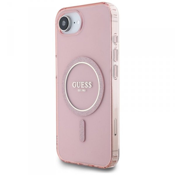 Guess IML Glitter Circle MagSafe - Etui do iPhone 16e (różowy)