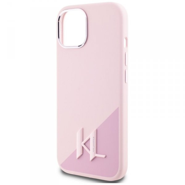 Karl Lagerfeld Silicone Shadow Metal Initial MagSafe - Etui do iPhone 15 (różowy)