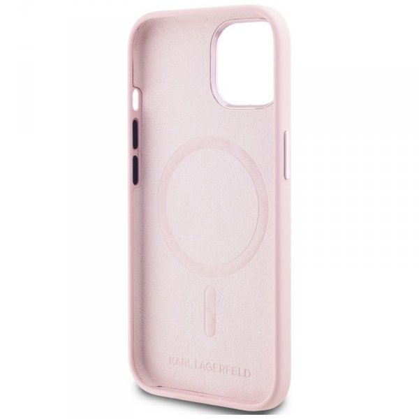 Karl Lagerfeld Silicone Shadow Metal Initial MagSafe - Etui do iPhone 15 (różowy)