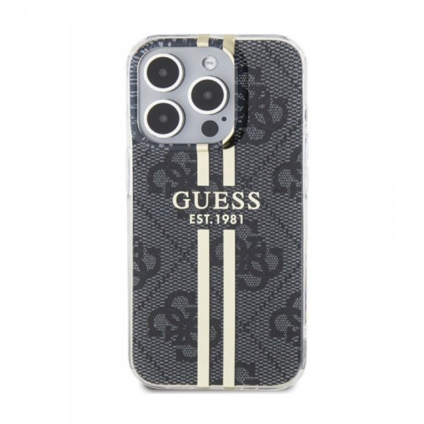 Guess IML 4G Gold Stripe - Etui iPhone 15 Pro (czarny)