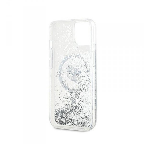 Karl Lagerfeld Liquid Glitter Choupette Head MagSafe - Etui iPhone 14 / 15 / 13 (przezroczysty)