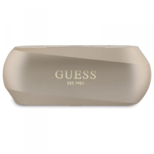 Guess Elongated Metalic Printed Logo - Słuchawki Bluetooth TWS + etui ładujące (złoty)