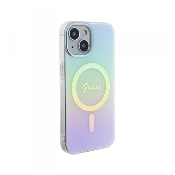Guess IML Iridescent MagSafe - Etui iPhone 15 (turkusowy)