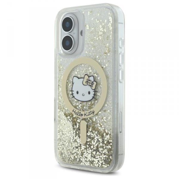 Hello Kitty Liquid Glitter Fever MagSafe - Etui iPhone 16 (biały / złoty)