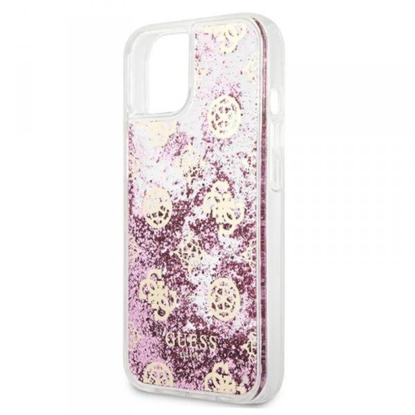 Guess Peony Liquid Glitter - Etui iPhone 13 mini (różowy)