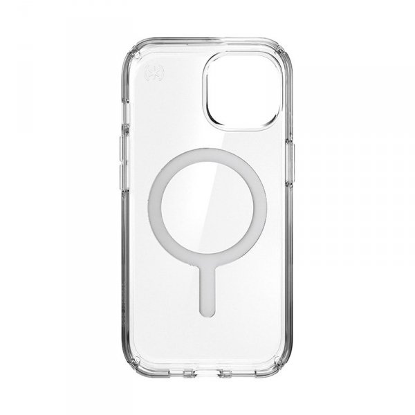 Speck Presidio Perfect-Clear MagSafe - Etui iPhone 16e / iPhone 15 / iPhone 14 / iPhone 13 (Clear / Chrome Finish / Serene Silve