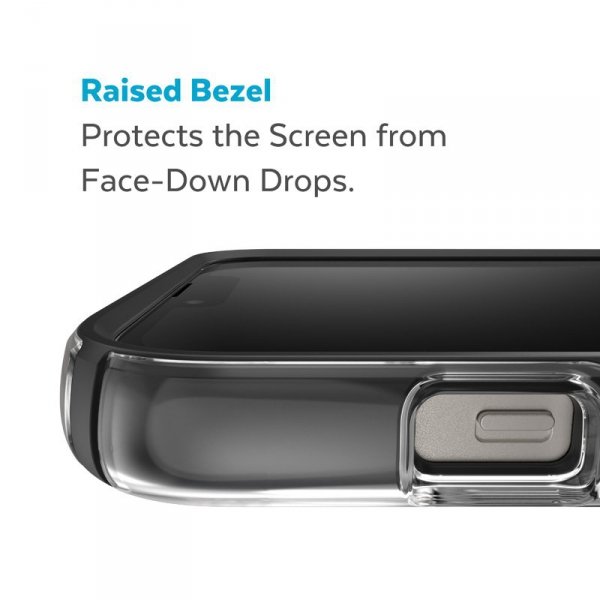 Speck Presidio Perfect-Clear with Impact Geometry - Etui iPhone 15 Plus / 14 Plus z powłoką MICROBAN (Clear / Black)