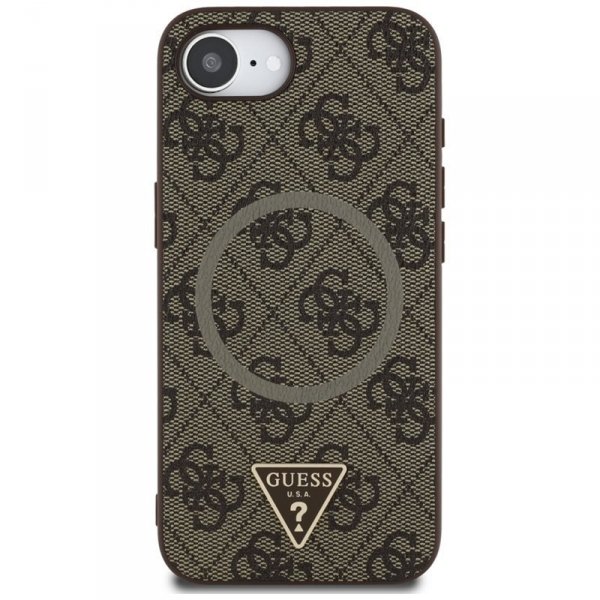 Guess 4G Ring Triangle Logo MagSafe - Etui do iPhone 16e (brązowy)
