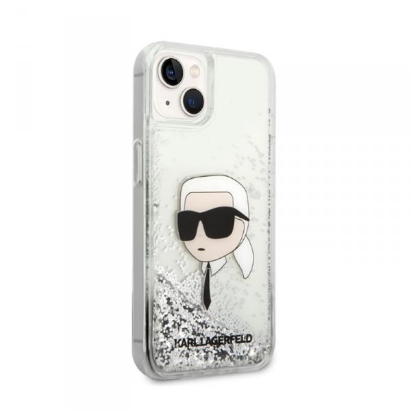Karl Lagerfeld Liquid Glitter NFT Karl&#039;s Head - Etui iPhone 14 Plus (srebrny)