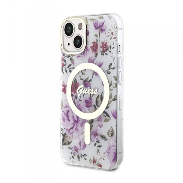 Guess Flower MagSafe - Etui iPhone 14 (Przezroczysty)