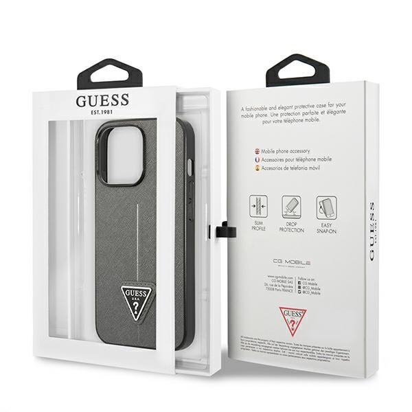 Guess Saffiano Triangle Logo Case – Etui iPhone 13 Pro (srebrny)