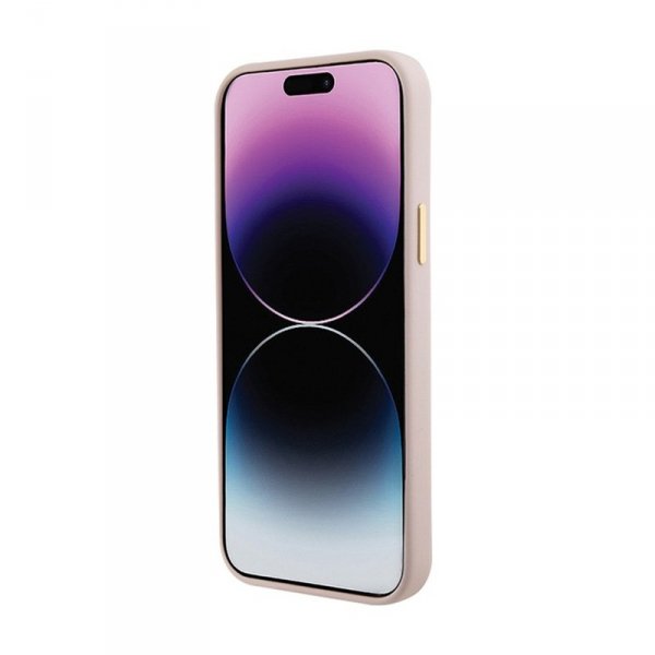 Guess Silicone Logo Strass 4G - Etui iPhone 15 (różowy)