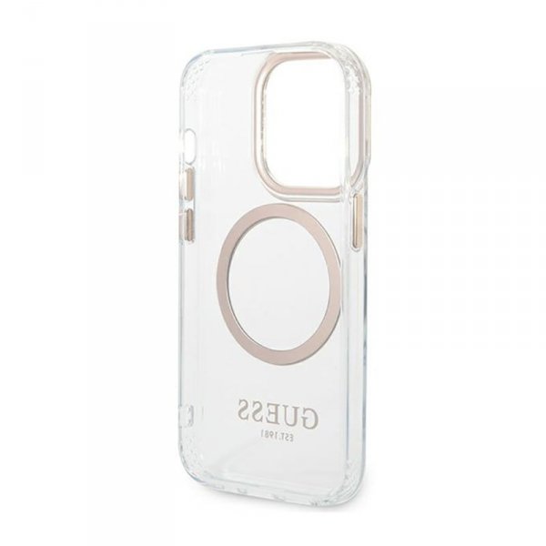Guess Metal Outline Magsafe - Etui iPhone 14 Pro (przezroczysty / złoty)