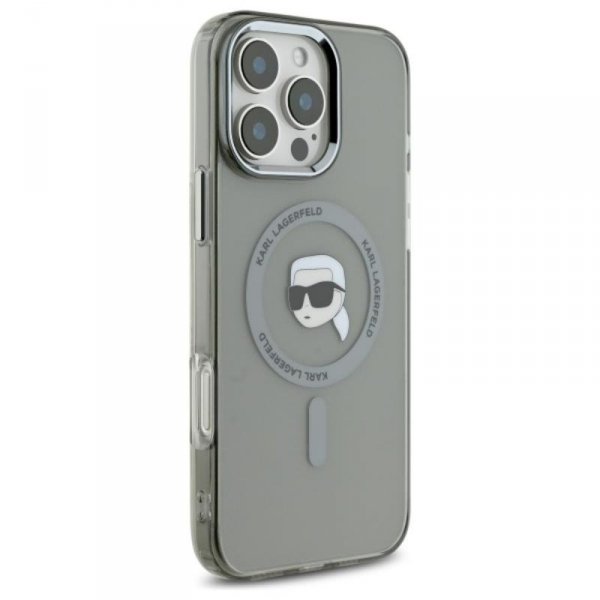 Karl Lagerfeld IML Metal Karl Head MagSafe - Etui iPhone 16 Pro (czarny)