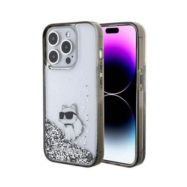 Karl Lagerfeld Liquid Glitter Choupette - Etui iPhone 15 Pro Max (przezroczysty)