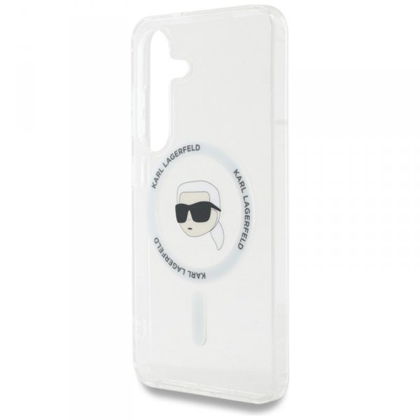 Karl Lagerfeld Button Karl Head Printed Logo MagSafe - Etui Samsung Galaxy S25 (biały)