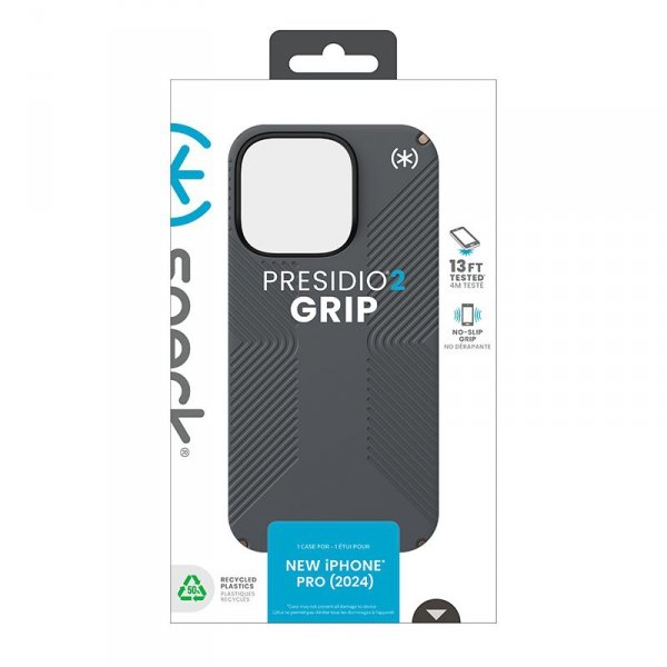 Speck Presidio2 Grip - Etui iPhone 16 Pro (Charcoal Grey / Cool Bronze / White)