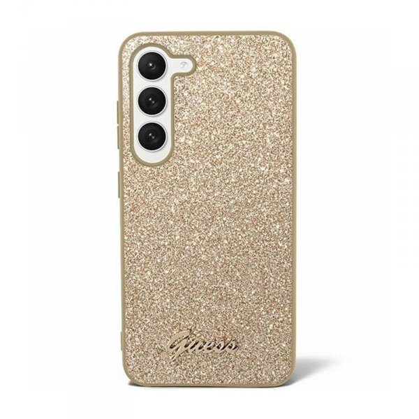 Guess Glitter Flakes Metal Logo Case - Etui Samsung Galaxy S24 (złoty)
