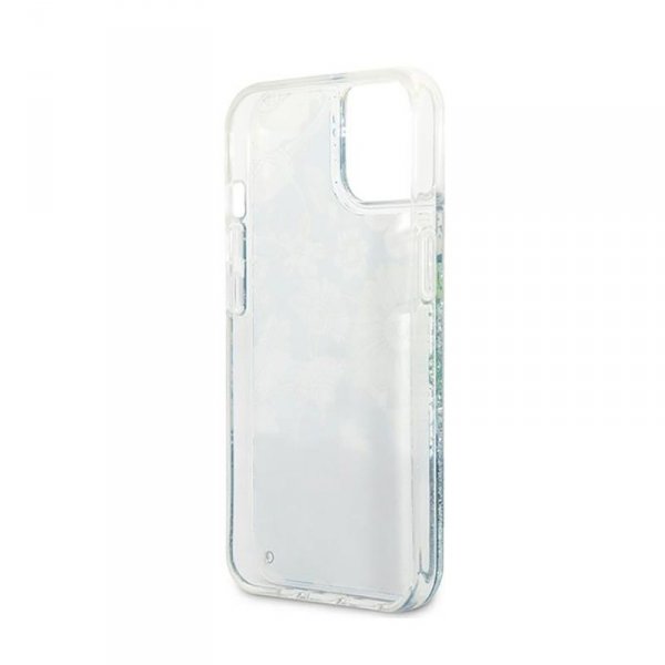 Guess Liquid Glitter Flower – Etui iPhone 13 (niebieski/zielony)