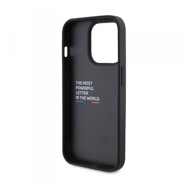 BMW Leather Carbon Blue Line - Etui iPhone 15 Pro (czarny)