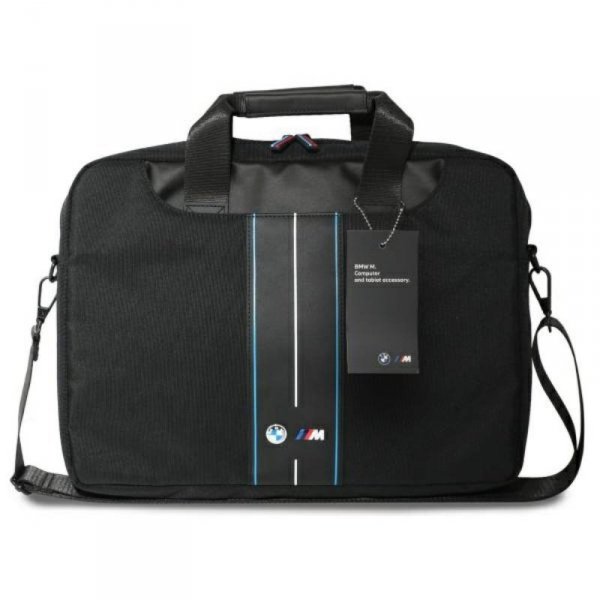 BMW Nylon Blue Stripe - Torba na notebooka 16&quot; (czarny)