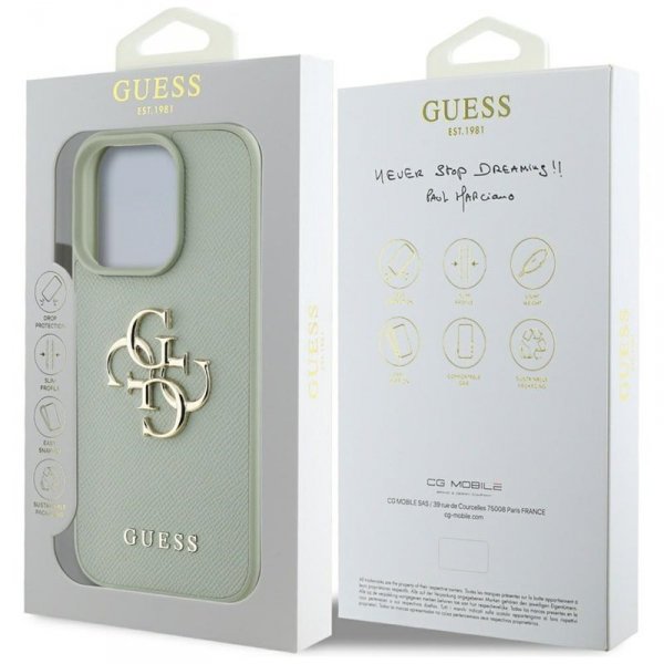 Guess Grained Big 4G Logo Small Classic Logo - Etui do iPhone 16 Pro Max (zielony)