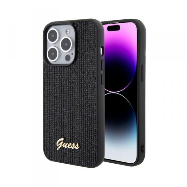 Guess Disco Metal Script - Etui iPhone 15 Pro (czarny)